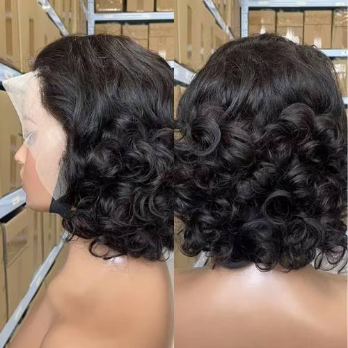 Perruque Cheveux Humains Abigaël – 14" I 5x5 I Brun chocolat profond – Style Bob ondulé I 180%