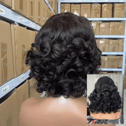 Perruque Cheveux Humains Abigaël – 14" I 5x5 I Brun chocolat profond – Style Bob ondulé I 180%